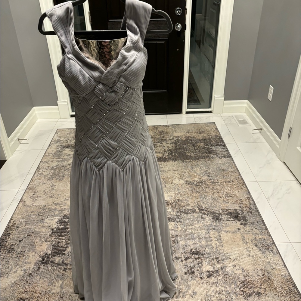 JS Collections Gray Ruched Halter Gown for Weddings